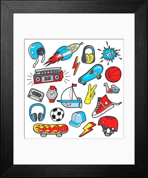 Framed Print : Boy's vector patches Framed Print : Boy's vector patches