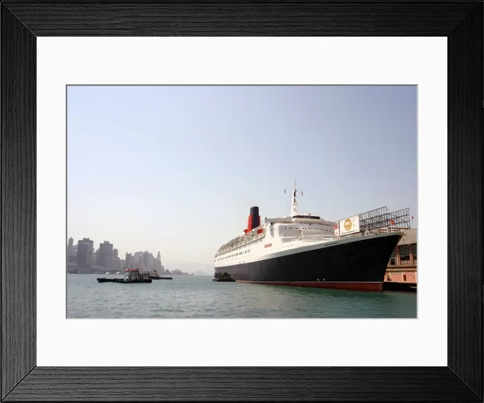 Framed Print : Queen Elizabeth Two 2 Cruise Ships docks at Tsim Sha Tsui Hong Kong Cruise ship terminal Framed Print : Queen Elizabeth Two 2 Cruise Ships docks at Tsim Sha Tsui Hong Kong Cruise ship terminal