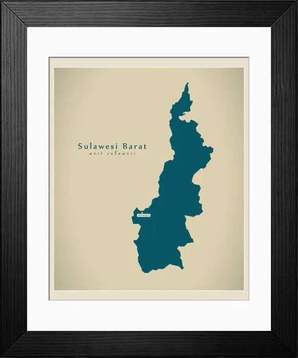 Framed Print : Modern Map - Sulawesi Barat ID Framed Print : Modern Map - Sulawesi Barat ID