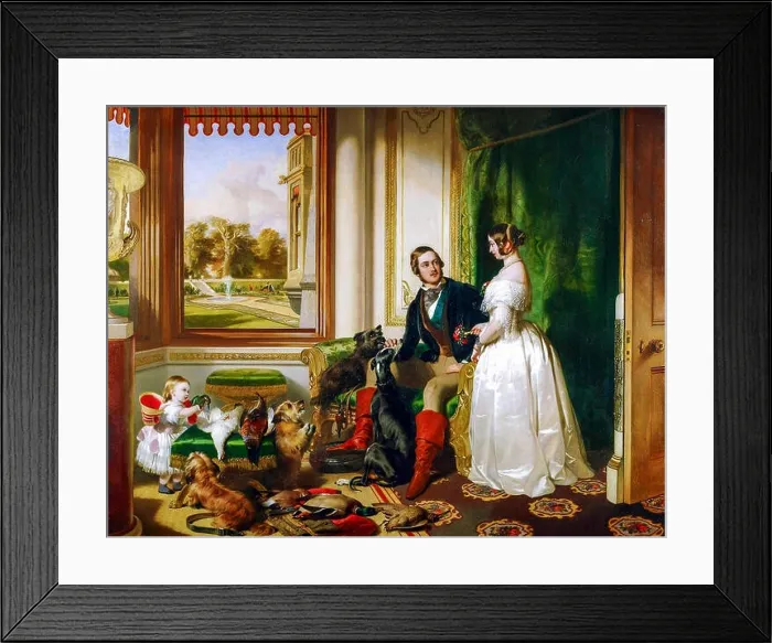 Framed Print : Edwin Henry Landseer, Queen Victoria and Prince Albert family portrait painting at home at Windsor Castle in Berkshire Framed Print : Edwin Henry Landseer, Queen Victoria and Prince Albert family portrait painting at home at Windsor Castle in Berkshire
