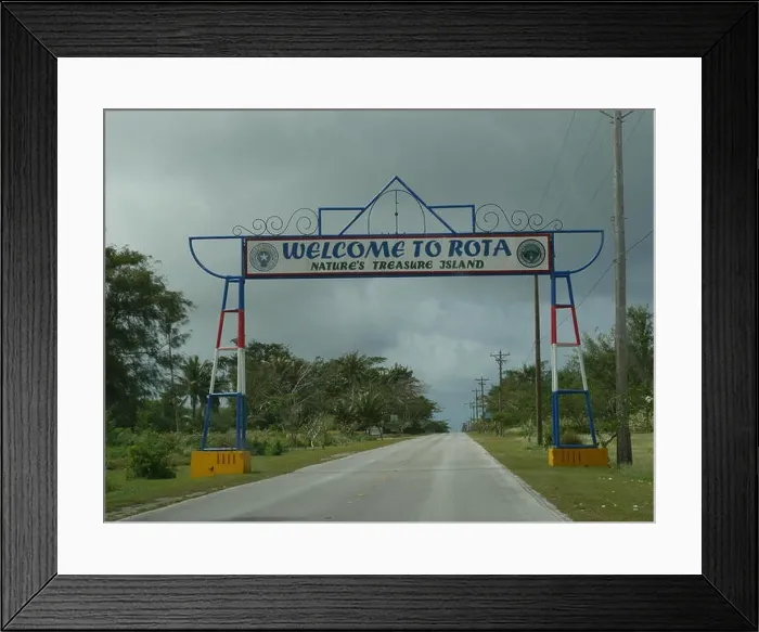 Framed Print : Welcome to Rota, Northern Mariana Islands Welcome gate to Rota just a few meters away from the Rota International Framed Print : Welcome to Rota, Northern Mariana Islands Welcome gate to Rota just a few meters away from the Rota International