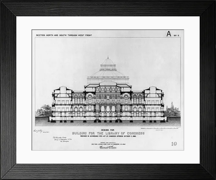 Framed Print : Library of Congress, Washington, D.C. Section north and south thru west front, A series LCCN2002711925 Framed Print : Library of Congress, Washington, D.C. Section north and south thru west front, A series LCCN2002711925