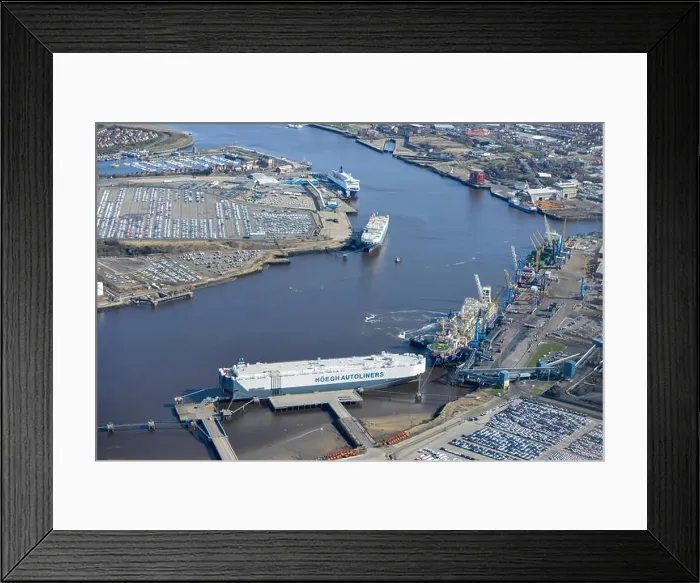 Framed Print : An aerial view from the Port of Tyne at Newcastle, looking towards Tynemouth Framed Print : An aerial view from the Port of Tyne at Newcastle, looking towards Tynemouth