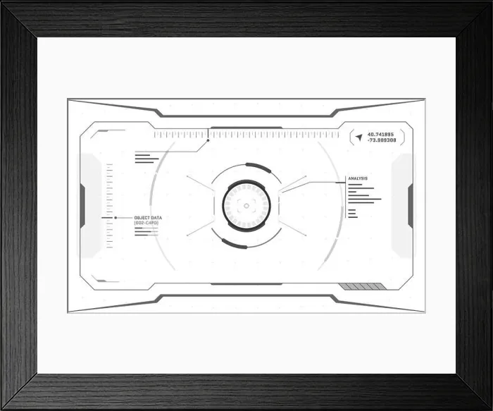Framed Print : VR HUD digital futuristic interface cyberpunk screen design on white background Framed Print : VR HUD digital futuristic interface cyberpunk screen design on white background