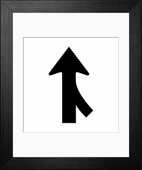 Framed Print : Merge Right Traffic Road Sign isolated on white background