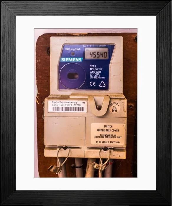 Framed Print : A Siemens electricity meter with consumption reading displayed Framed Print : A Siemens electricity meter with consumption reading displayed
