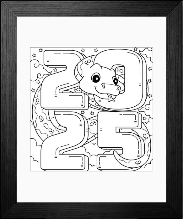 Framed Print : 2025 Year of the Snake Coloring Page for Kids Framed Print : 2025 Year of the Snake Coloring Page for Kids