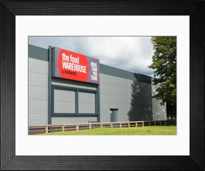Framed Print : The Food Warehouse by Iceland sign in Breightmet Bolton