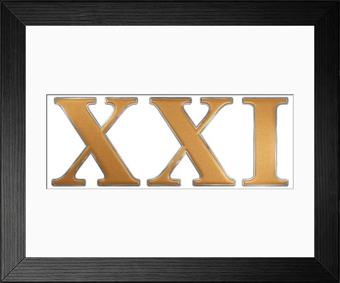 Framed Print : Roman numeral XXI, unus et viginti, 21, twenty one, isolated on white background, 3d render Framed Print : Roman numeral XXI, unus et viginti, 21, twenty one, isolated on white background, 3d render