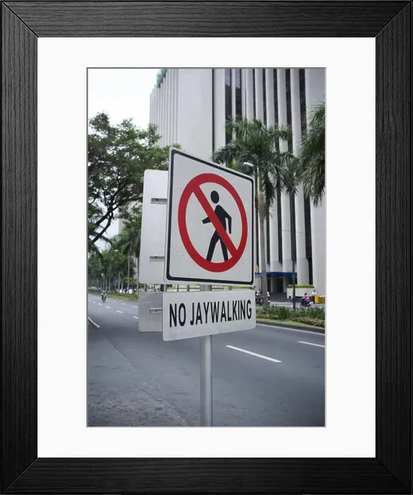 Framed Print : No Jaywalking Sign Makati Manila Framed Print : No Jaywalking Sign Makati Manila