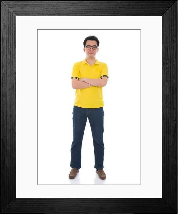 Framed Print : good looking chinese man in full body and isolated in white background Framed Print : good looking chinese man in full body and isolated in white background