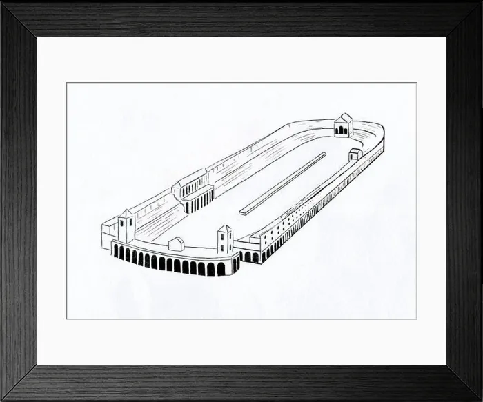 Framed Print : Simplified Line drawing of the Circus Maximus in ancient Rome Framed Print : Simplified Line drawing of the Circus Maximus in ancient Rome
