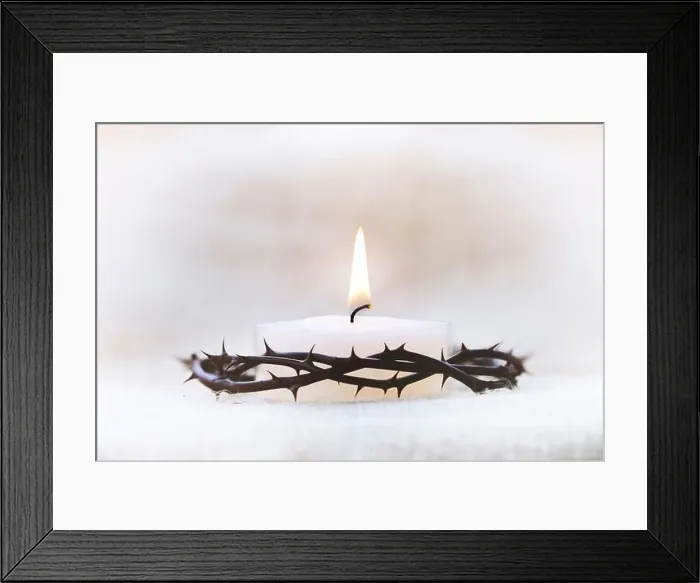 Framed Print : Crown of thorns symbolizing the suffering cross Framed Print : Crown of thorns symbolizing the suffering cross