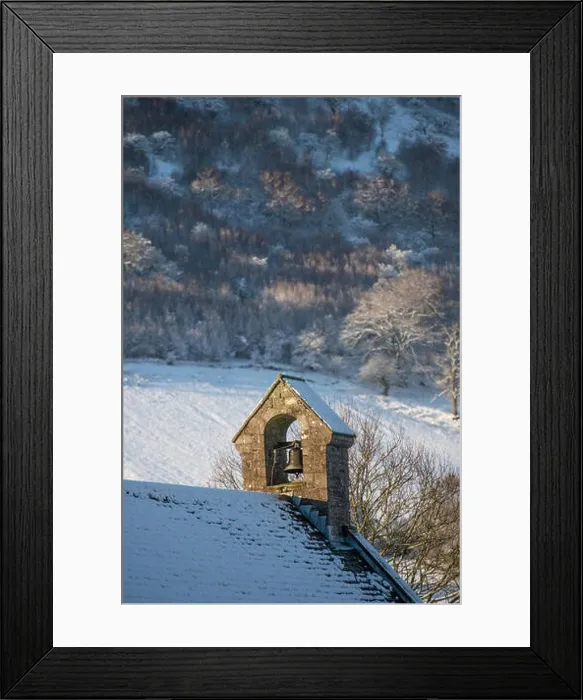 Framed Print : Church bell tower in winter Framed Print : Church bell tower in winter