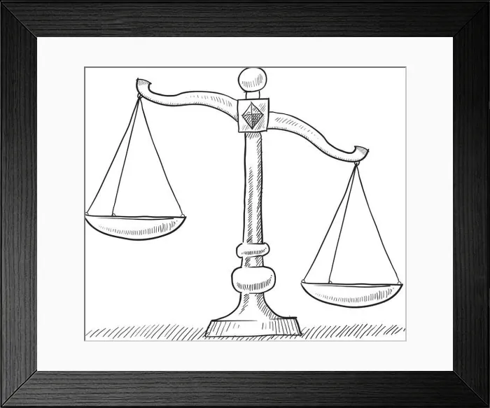 Framed Print : Scales of justice sketch Framed Print : Scales of justice sketch