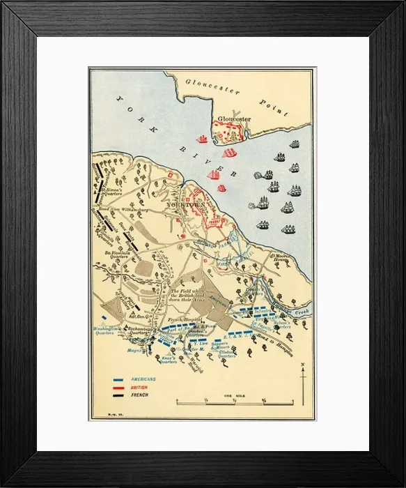 Framed Print : Map of the Battle of Yorktown where the British were defeated by the American Framed Print : Map of the Battle of Yorktown where the British were defeated by the American