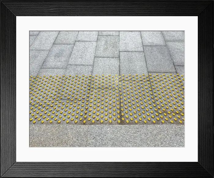 Framed Print : floor tactile indicators on sidewalk to guide vision impaired person. surface for visually impaired Framed Print : floor tactile indicators on sidewalk to guide vision impaired person. surface for visually impaired