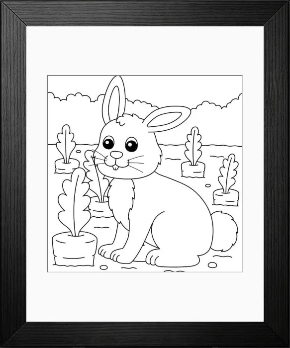 Framed Print : Rabbit Coloring Page for Kids Framed Print : Rabbit Coloring Page for Kids