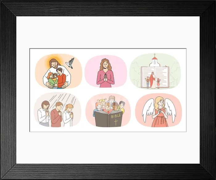Framed Print : Set of religious people and Jesus Christ Framed Print : Set of religious people and Jesus Christ