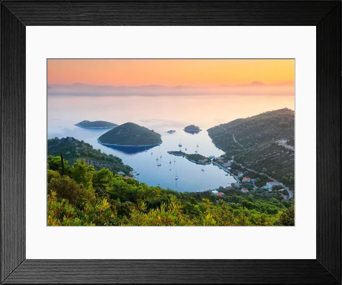Framed Print : Sunrise in Pozurska luka on island Mljet in Croatia Framed Print : Sunrise in Pozurska luka on island Mljet in Croatia