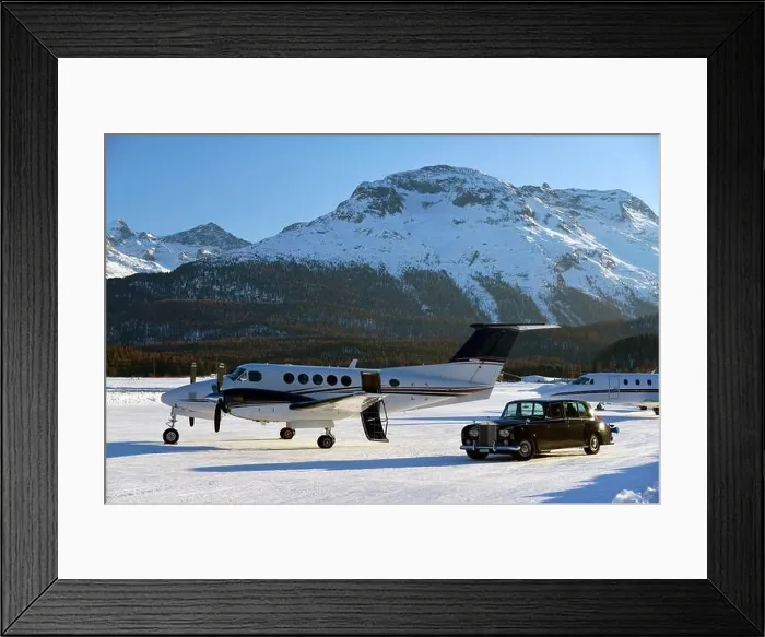 Framed Print : A vintage car Rolls Royce and private jets in the airport of Engadine St Moritz Framed Print : A vintage car Rolls Royce and private jets in the airport of Engadine St Moritz
