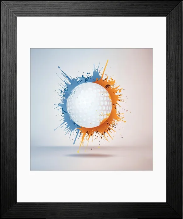 Framed Print : Golf Ball Golf Ball in Paint on Vignette Background. Vector Framed Print : Golf Ball Golf Ball in Paint on Vignette Background. Vector