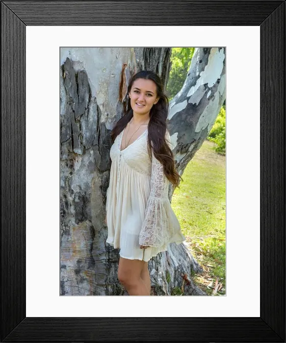 Framed Print : Eighteen year old girl standing by a tree, La Jolla, California Framed Print : Eighteen year old girl standing by a tree, La Jolla, California