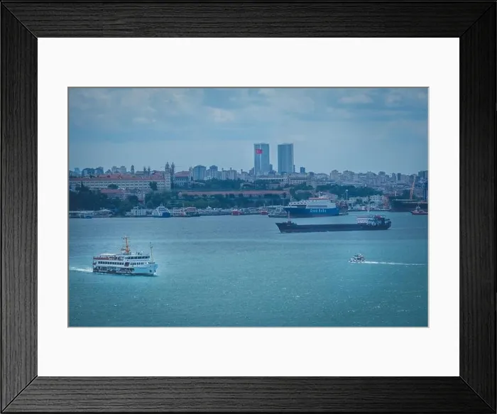 Framed Print : ISTANV, TURKEY - Jul 31, 2021: The ships and boats floating on the Sea of Marmara, Istanbul, Turkey Framed Print : ISTANV, TURKEY - Jul 31, 2021: The ships and boats floating on the Sea of Marmara, Istanbul, Turkey