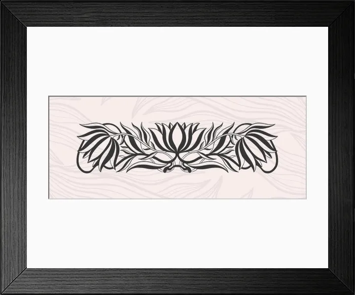 Framed Print : Floral tulip border in art nouveau 1920-1930. Hand drawn in a linear style with weaves of lines, leaves and flowers Framed Print : Floral tulip border in art nouveau 1920-1930. Hand drawn in a linear style with weaves of lines, leaves and flowers