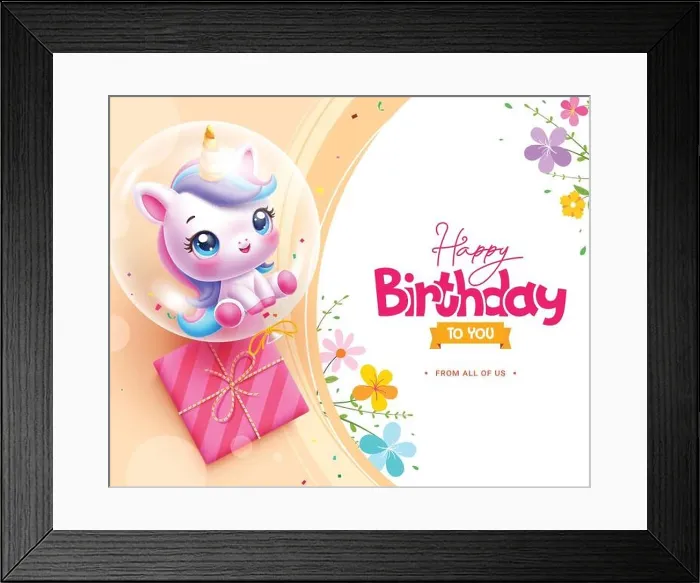 Framed Print : Birthday invitation card vector template design
