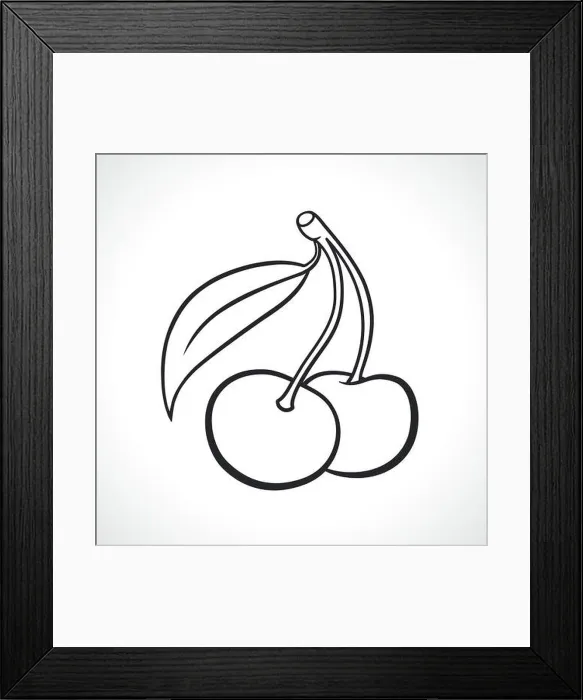Framed Print : cherries black and white drawing Framed Print : cherries black and white drawing