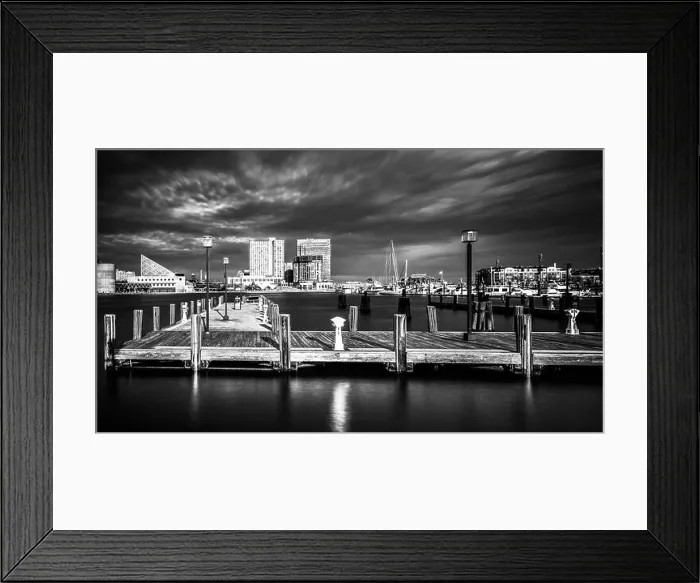 Framed Print : Long exposure of a pier and the Inner Harbor in Baltimore, Maryland Framed Print : Long exposure of a pier and the Inner Harbor in Baltimore, Maryland