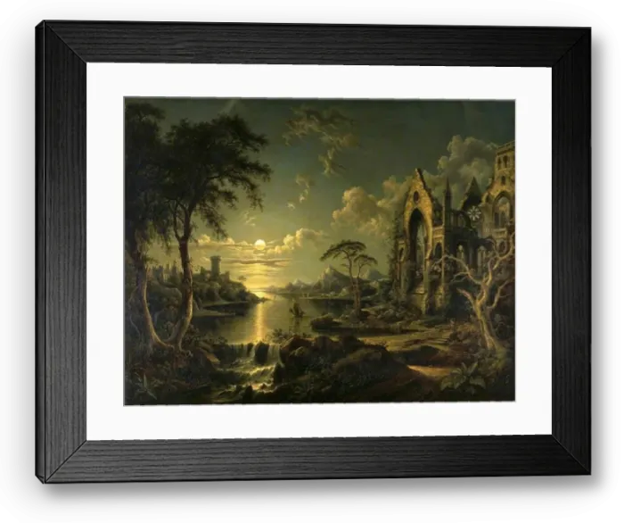 Framed Print : A Ruined Gothic Church beside a River by Moonlight 1841 by Sebastian Pether Framed Print : A Ruined Gothic Church beside a River by Moonlight 1841 by Sebastian Pether