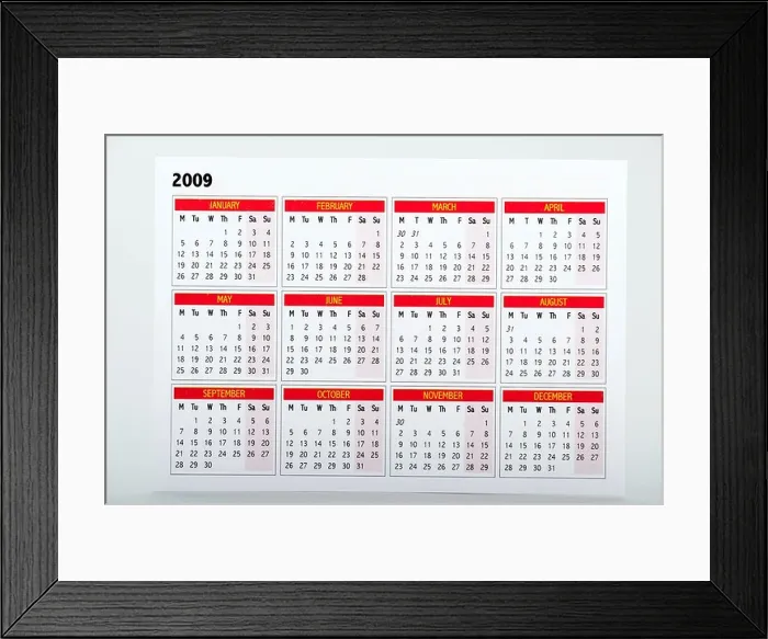 Framed Print : Small 2009 Calendar card Framed Print : Small 2009 Calendar card