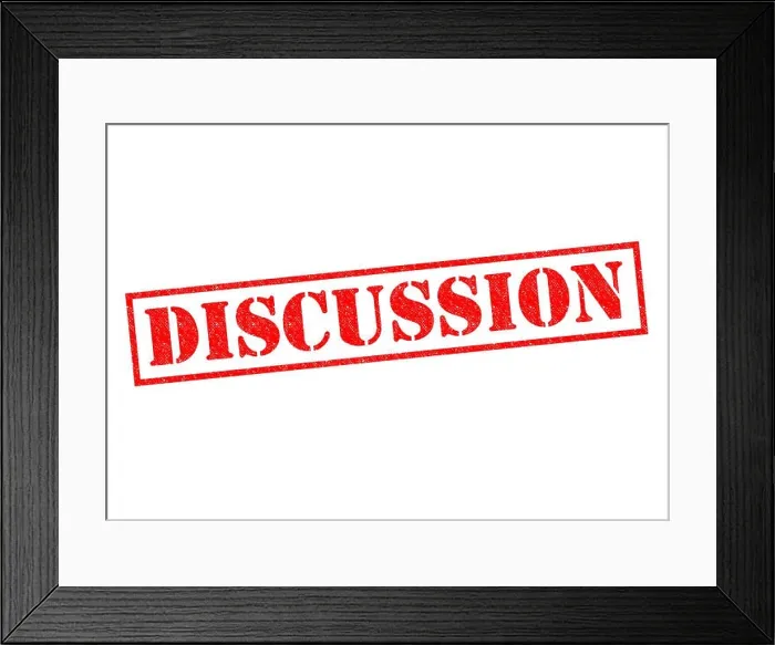 Framed Print : DISCUSSION red Rubber Stamp over a white background Framed Print : DISCUSSION red Rubber Stamp over a white background