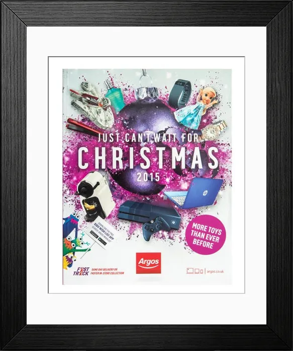 Framed Print : Argos Just Cant Wait For Christmas 2015 Catalogue on a white Background Framed Print : Argos Just Cant Wait For Christmas 2015 Catalogue on a white Background