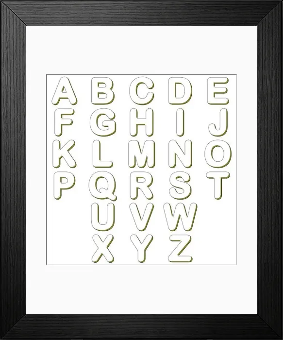 Framed Print : Black and yellow lines outline alphabet isolated on white background Framed Print : Black and yellow lines outline alphabet isolated on white background