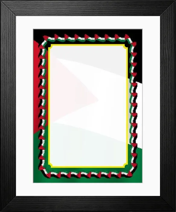 Framed Print : Frame and border of ribbon with Palestine flag, template elements for your certificate and diploma. Vector Framed Print : Frame and border of ribbon with Palestine flag, template elements for your certificate and diploma. Vector