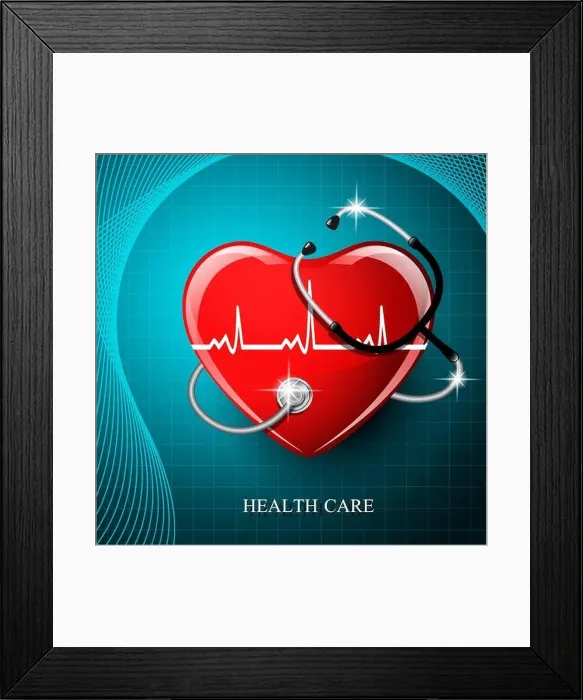 Framed Print : Stethoscope medical equipment and heart shape Framed Print : Stethoscope medical equipment and heart shape