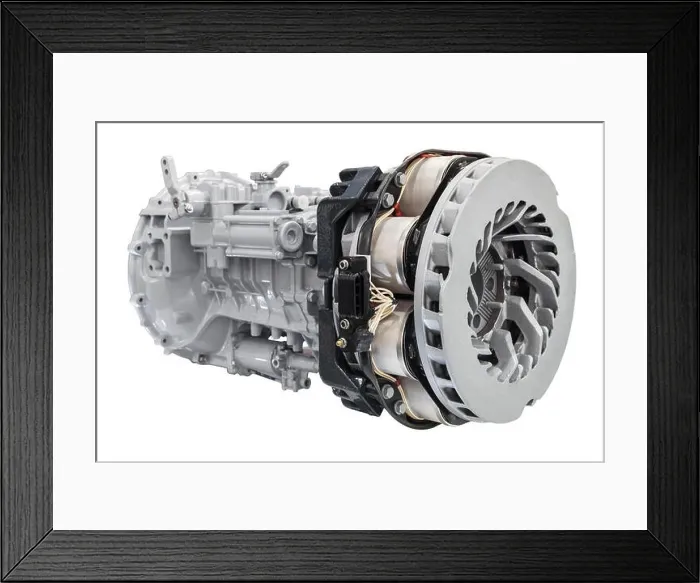 Framed Print : Heavy duty truck induction brakes system isolated over white background Framed Print : Heavy duty truck induction brakes system isolated over white background