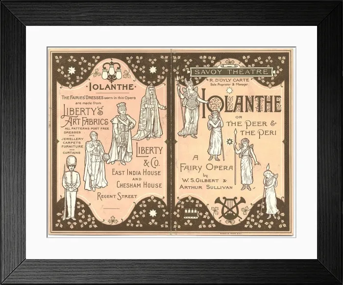 Framed Print : Savoy Theatre, London, programme, for Iolanthe, circa 1884 Framed Print : Savoy Theatre, London, programme, for Iolanthe, circa 1884
