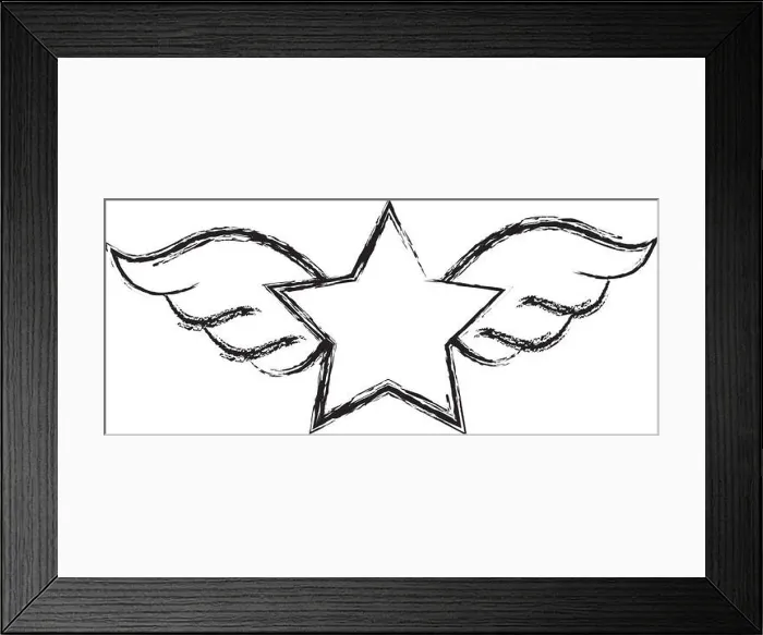 Framed Print : figure star with wings rock symbol art Framed Print : figure star with wings rock symbol art