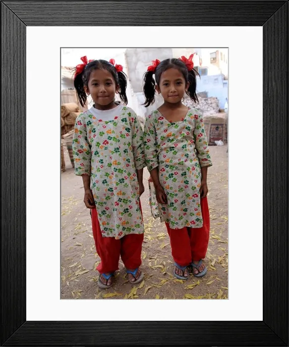 Framed Print : Cute Indian Twins Framed Print : Cute Indian Twins