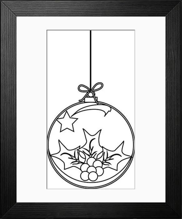 Framed Print : Flat Christmas Ball with Bow and Mistletoe Framed Print : Flat Christmas Ball with Bow and Mistletoe