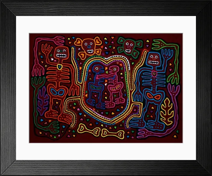 Framed Print : Mola textile by Kuna Indian artist Framed Print : Mola textile by Kuna Indian artist