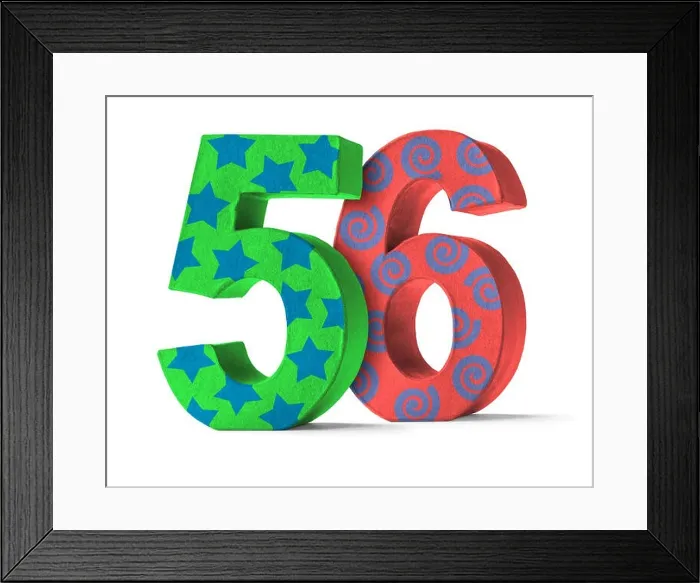 Framed Print : colorful number of cardboard - number 56 Framed Print : colorful number of cardboard - number 56