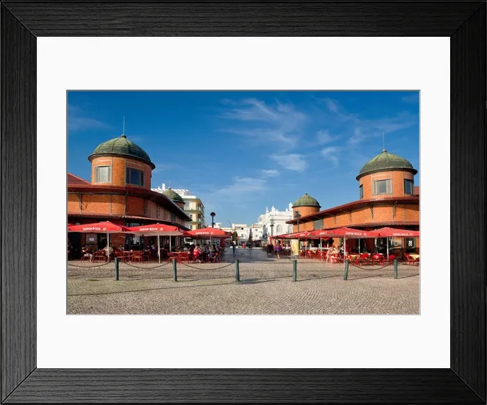 Framed Print : Olhão, the old market buildings and cafés Framed Print : Olhão, the old market buildings and cafés