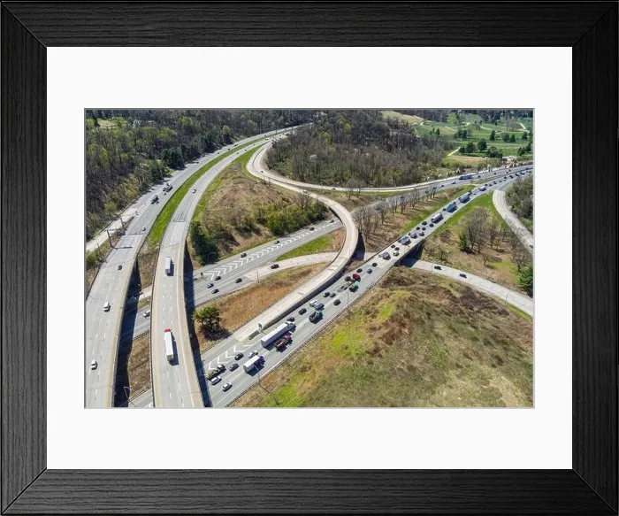 Framed Print : Aerial view of traffic on highways in Conshohocken (Philadelphia) Pennsylvania USA Framed Print : Aerial view of traffic on highways in Conshohocken (Philadelphia) Pennsylvania USA