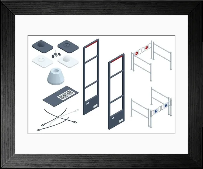 Framed Print : Isometric Anti Theft System. Eas Anti-theft Sensor Gate Framed Print : Isometric Anti Theft System. Eas Anti-theft Sensor Gate