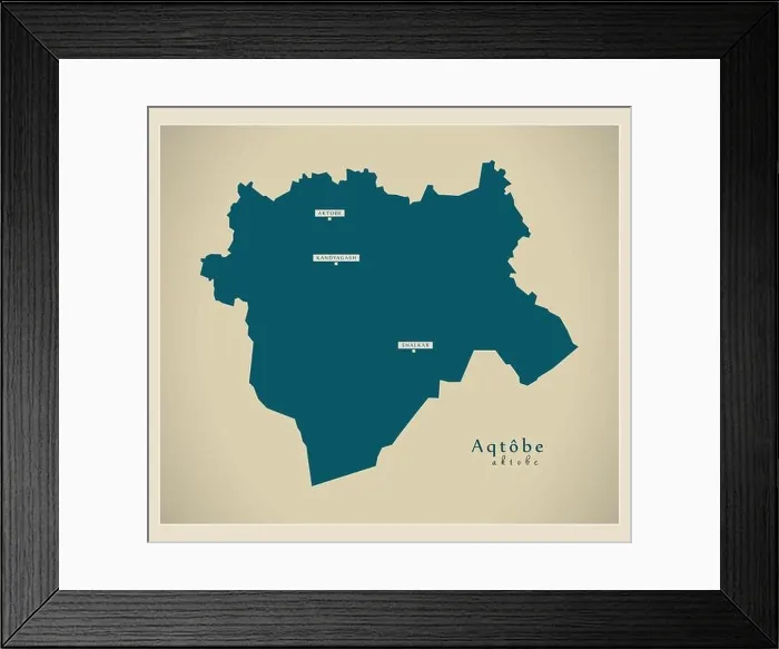Framed Print : Modern Map - Aqtobe KZ Framed Print : Modern Map - Aqtobe KZ